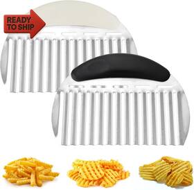 694161 1 2 Pcs Large Crinkle Cutter Potato French Fry Wavy Heavy Duty Chips Chopp