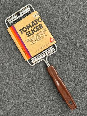 199373 Aarons Vintage Tomato Slicer Triple Chrome Plated Brown Handle Nos 10 Inch