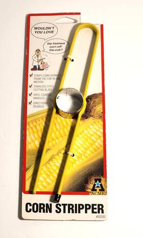 93200 Acme International Corn Stripper Remover Serrated Stainless Steel Blade Vinyl Coated Handles