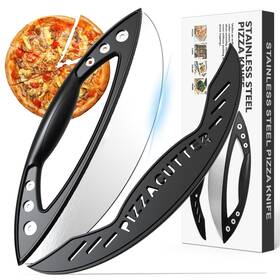 Ailuropoda 658359201410 12-inch Pizza Rocker Blade Cutter Stainless Steel With Protective Cover Silver