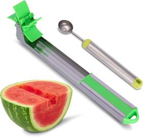 Wmln100 Aisle 3 Essentials 2-pc Stainless Steel Windmill Watermelon Cutter Slicer Tool Melon Baller