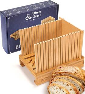 Albert&grace 726084821729 Bamboo Bread Slicer For Homemade Adjustable Widht Slicing