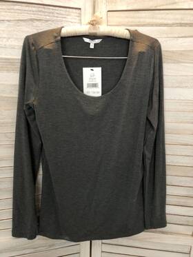 Alfred Sung 410024211953 New Womens Small Heather Grey Thick Cotton Blend Shirt Msrp 34.99