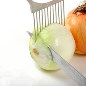 Atb-k380-2pc Alltopbargains 2pc Onion Tomato Vegetable Slicer Cutting Aid Guide Holder Slicing Cutter Gadget