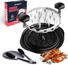 Amazzify 445007453405 Chicken Shredder Large Meat Breast Tool Twist With Tong And Mat Ergonom