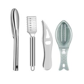 Andiceqy 768477679012 4 Pieces Stainless Steel Fast Remove Fish Skin Brush Plastic Scales Grat