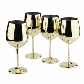 850978 Arora Stainless Steel Wine Glass 18oz - Set Of 4 Gold 3.6 Inch D X 8.3 H