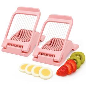 Arrozon 726133707028 2pcs Pink Egg Slicer For Hard Boiled Eggs Strawberry Kiwi Heavy Duty Stainles