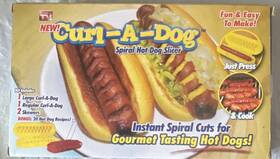 X002ay7as5 As Seen On Tv Unopened Curl-a-dog Spiral Hot Dog Slicer Yellow With Skewers