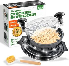 Chish1 Atjatj Chicken Shredder Tool Twist Black Large 3-layer Design With Brush Brea