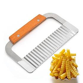 Hoow00000341 Azbvek Crinkle Cutting Tool French Fry Slicer Stainless Steel Blade Wooden Handle