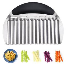 Azofia 768502706393 Heavy Duty Stainless Steel Large Crinkle Cutter Wavy Chopper French Fry Slice