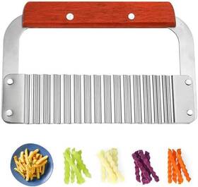 Azofia 779603068266 Heavy Duty Stainless Steel Large Crinkle Cutter Wavy Chopper French Fry Slicer F