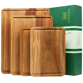 Azrhom 723707602116 Large Wood Cutting Boards Set Of 4 For Kitchen Cheese Charcuterie Boar