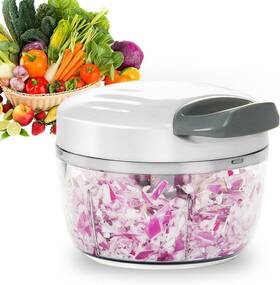 A002 Badelite Manual Food Processor Vegetable Chopper 2.3 Cup Small Mini Hand Pull String With