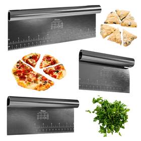 Bakerpan 817454022751 Stainless Steel Heavy Duty Dough Cutter 3 Size Set - Metal Bench Scraper Kit