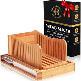 Bamb Si 726084688537 Bread Slicer For Homemade - Bamboo Cutter With Knife Foldab