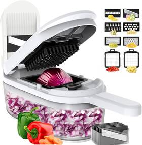 Basswood 445028535586 Vegetable Chopper 10-in-1 8 Blade Cheese Grater Sl