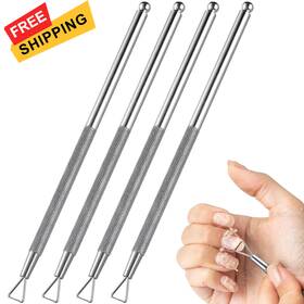030303259 Beavorty 8 Pcs Cuticle Remover Tool Nail Gel Pusher 13x0.3cmx2pcs Silverx2pcs