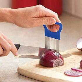 Beespring 657419195447 Onion Holder Slicer Stainless Steel Prongs Vegetable Tomato Cutter Kitchen Tool