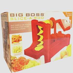 Big Boss 080313092688 Slice-a-roo Spiral Slicer And Peeler Fruits Vegetables - Red With Manual