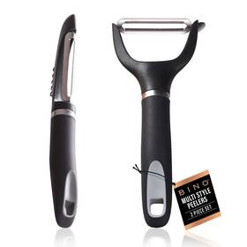 Bino 841179180533 Stainless Steel 2-piece Peeler Set - Dark Grey 1-piece Y-shaped 1-pi