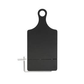 Bloomingville 191009598237 Long Acacia Wood Slicer With Stainless Steel End Grain Black Cheese Board