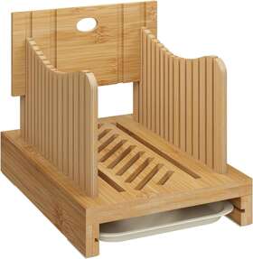 Branded 726084798328 Bamboo Bread Slicer For Homemade Adjustable Width Slicing Guides