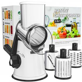 315wb Cambom Rotary Cheese Grater Hand Crank Shredder 3 Blades White Black