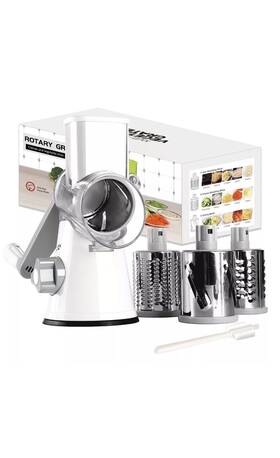 Cambom 651721214285 Rotary Cheese Grater Shredder - Round Mandoline Slicer Vegetabl