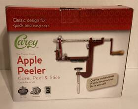 Carey 815255013046 Apple Peeler Clamp Down Core Peel Slice Stainless Steel Blades Red