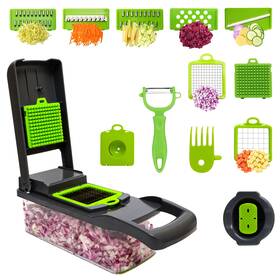 Casaclassy 197644266098 16-piece Vegetable Chopper. Interchangeable Blades For Grating Chopping Dicing