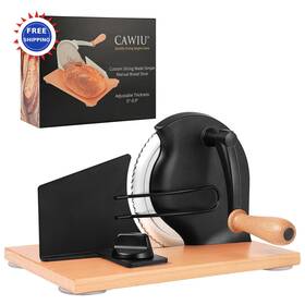 Slicer202 Cawiu Upgraded Manual Bread Slicer Adjustable Thickness Hand Crank Cutter