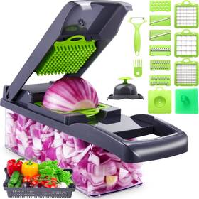 Cgg Creativegadgets 793335601720 17-in-1 Vegetable Chopper With 9 Blades Container And Drain Basket - For Veg
