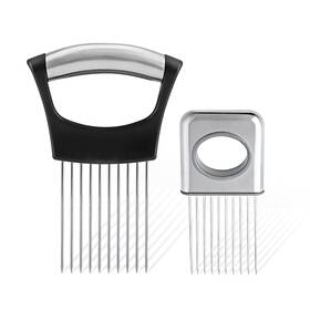 Charmyth 725683824827 2 Pcs Onion Slicer Food Slice Assistant Stainless Steel Holder Tool
