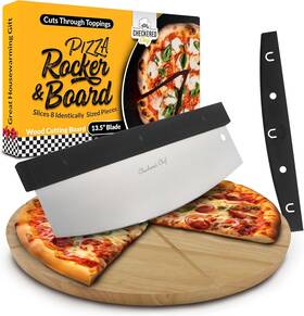 Pc05175 Checkered Chef Premium Pizza Cutter And Cutting Board Set 13.5 Inch With