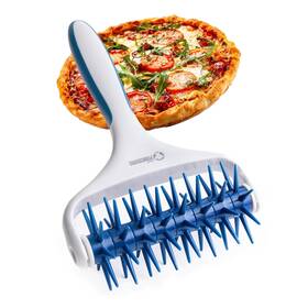 Chef Pomodoro 810116043446 Teal Plastic Pizza Dough Roller 21 X 14.5 Cm Prong Length 7 Mm - Durable Doug
