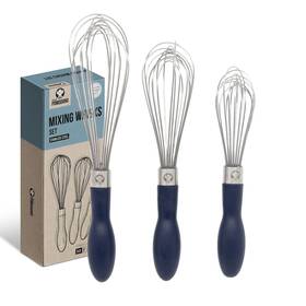 Chef Pomodoro 850031668133 3-piece Kitchen Whisk Set Stainless Steel Whisks For Cooking