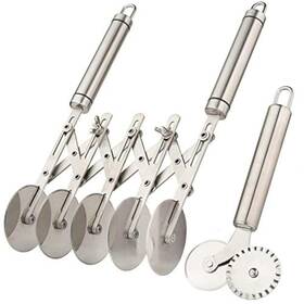 Chwaika 646690183922 5 Wheel Pastry Cutter With Handle Set Of 2 Stainless Steel Double Adju