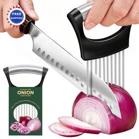 Vuj93 Cntvo Onion Holder Slicer Stainless Steel Protective Cover Vegetable Chopper
