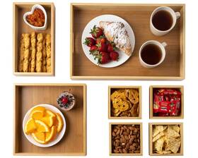 Bbo-0777-na Comfify Bamboo Tray Set Of 7 - Earthy Tone Collection For Home And Kitchen Su