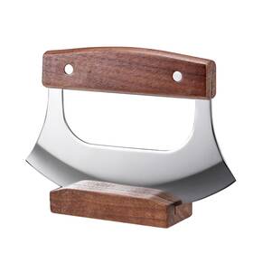 Coowolf 770807565513 Ulu Knife Alaska Pizza Cutter Rocker Mezzaluna With Base
