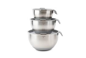36048 Core Kitchen Essentials Non-skid Grey 9 X 5.5 Stainless Steel Mixing Bowls Wi