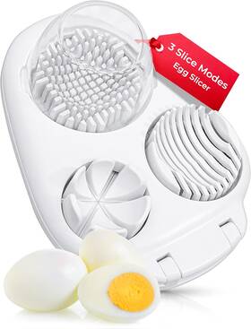 Craftycrocodile 445051946908 Egg Slicer For Hard Boiled Eggs - 3 Slice Modes Cutter Heav
