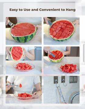 B0d6b8l2sc Crisptast Crisptaste 2-in-1 Watermelon Cutter With Retractable Fork Stainless Steel Too