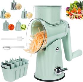 Cujui 744759085085 Rotary Cheese Grater Multifunction 5 In 1 Chopper Vegetable Cutter Slicer Round