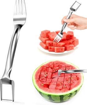 02000048 Dirvcp 2in1 Watermelon Slicer And Fork Stainless Steel Fruit Cutter Kitchen Tool