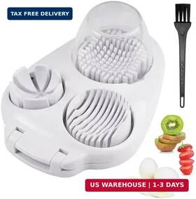 Djbnt 681186143509 3 In 1 Egg Slicer For Hard Boiled Eggs With Cleaning Brush Multipurpose 3-way C