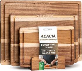 Edelhaus 594213221267 Acacia Wood Cutting Board For Kitchen Non-toxic Set Of 3 Chop
