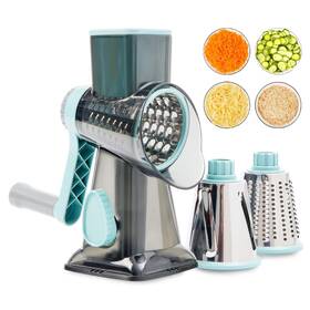 C326 Eopoorux Rotary Cheese Grater Manual Crank Shredder Anti-slip Base 3 Interch